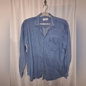 Casual Blue Denim Button-Down Shirt
